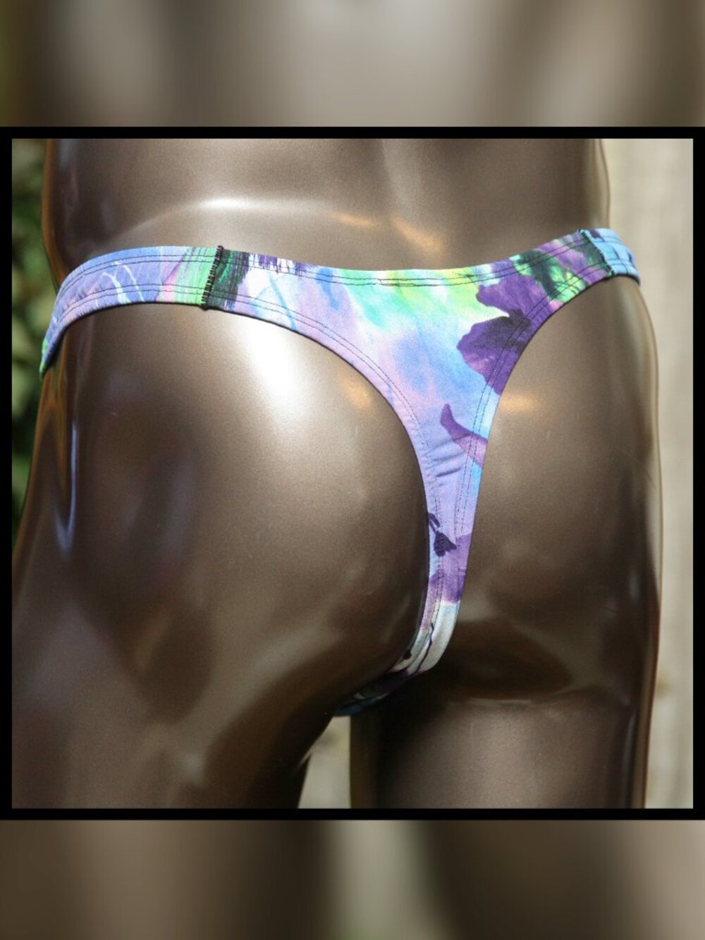 Mens Grunge Peacock 1 1/4 Sides Thong Handmade - Picture 3 of 5